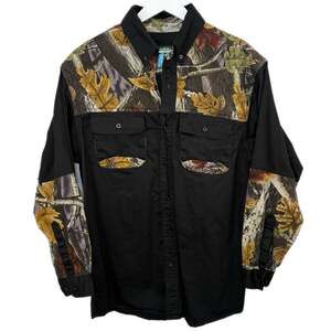 Master Sportsman Camo Black Button Up Shirt - Men's Size L